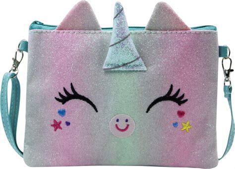 Youi Ts Toddler Girls Cute Unicorn Rainbow Glitter Crossbody Purse