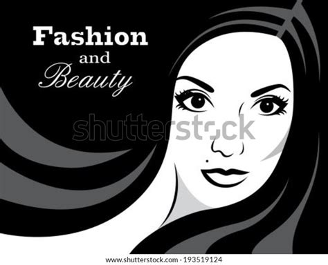 Beautiful Female Face Long Black Hair Stock Vector Royalty Free