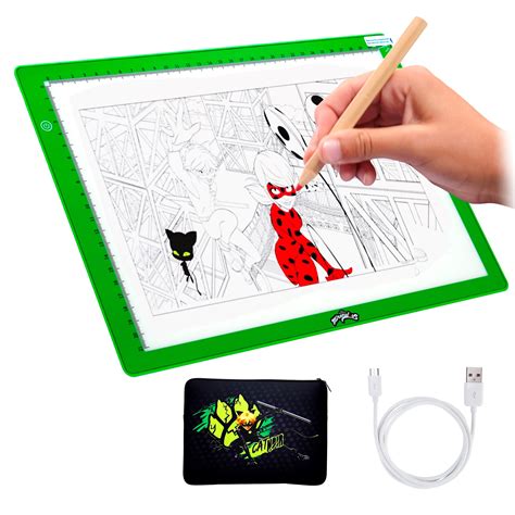 Miraculous Ladybug A4 Portable Cat Noir Led Light Pad And Neoprene Case Drawing Kit With Light