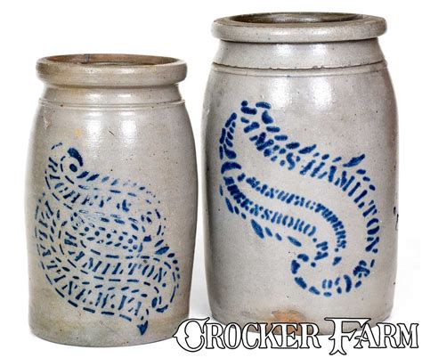 Lot Of Two Palatine Wv And Greensboro Pa Stoneware Jars Lot 357