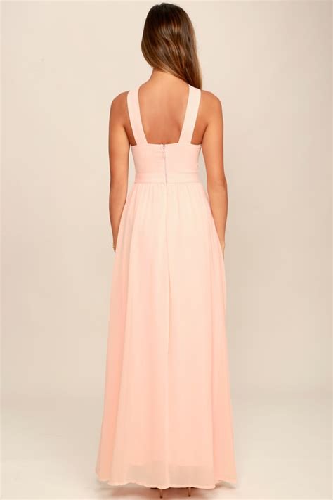 Beautiful Peach Dress Maxi Dress Halter Dress