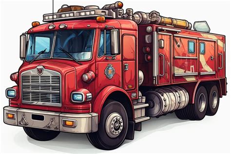 Premium Ai Image A Drawing Of A Red Fire Truck With The Word Fire On It