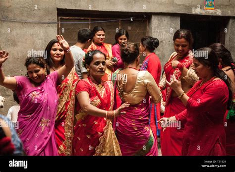 Women at Teej festival, Kathmandu, Nepal Stock Photo - Alamy