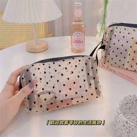 Jual LOVE DOTS TRAVEL POUCH TAS KOSMETIK WANITA KOREAN MAKE UP