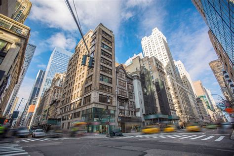 Fondo Calles De Manhattan Largo Rascacielos Nueva York Foto E Imagen