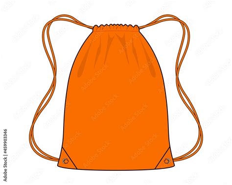 Blank Orange Drawstring Bag Template On White Background Vector File