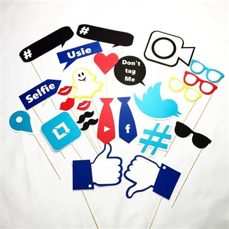 Social Media Photo Booth Party Props Etsy Social Media Party Photo Booth Party Props Party