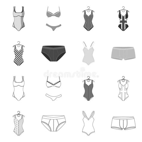 Isolated Object Of Bikini And Fashion Icon Collection Of Bikini And Swimsuit Stock Symbol For