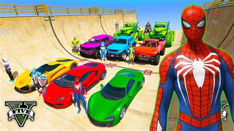 SPIDERMAN Multi Mega Sky RAMP Challenge For Cars Racing SuperHero