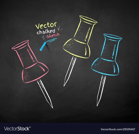 Chalk Drawn Push Pins Royalty Free Vector Image