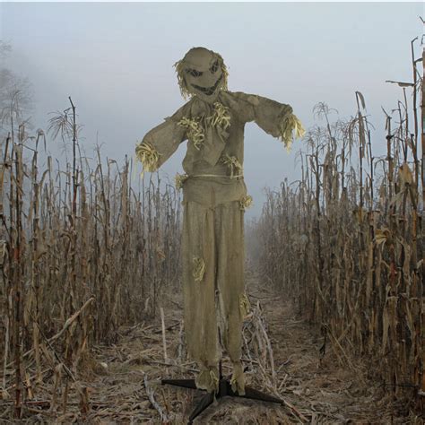 Haunted Hill Farm Life Size Scarecrow Prop With Lights And Sound