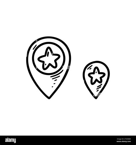 Doodle Star Map Pin Recommended Favourite Place Of Interest Location