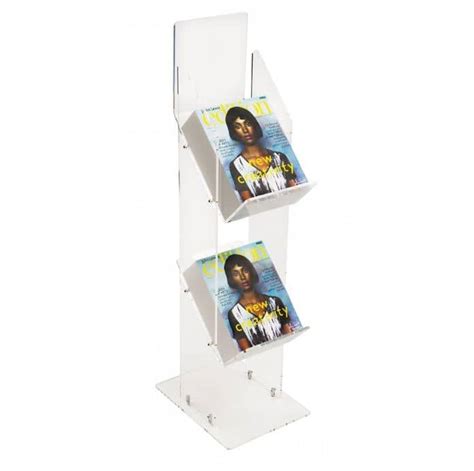 2 Tier Acrylic Magazine Stand Perspex Brochure Stands