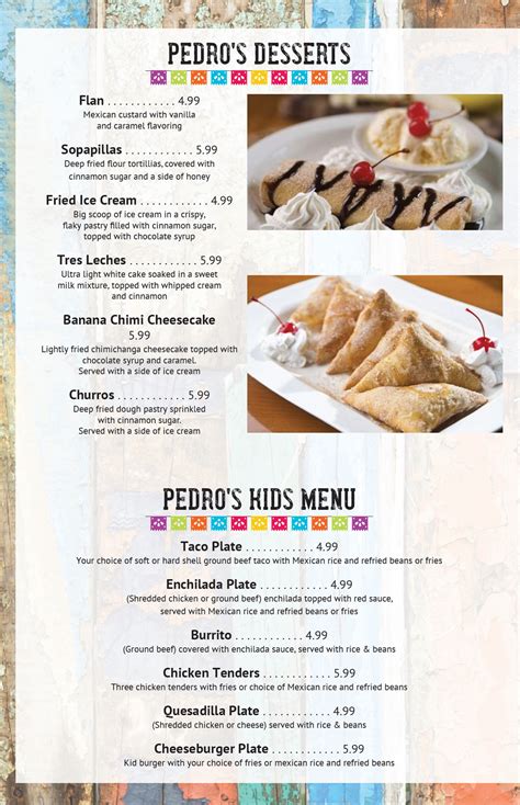 Menu | Pedros Tacos and Tequila Bar