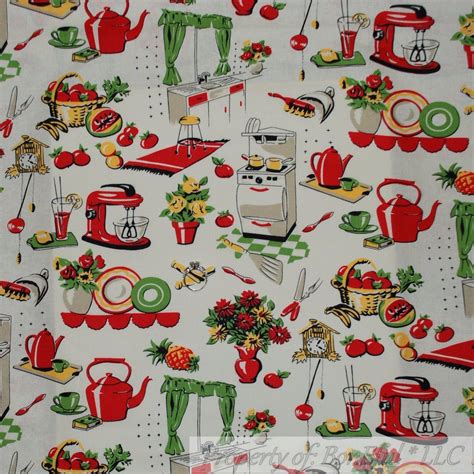 BonEful Fabric FQ Cotton Quilt VTG Old Antique Retro Kitchen Flower Tea