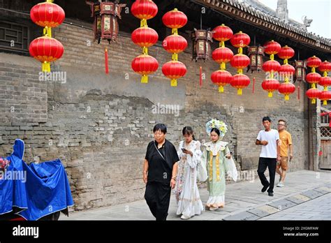 Tourists Are Visiting Pingyao Ancient City In Shanxi Province China