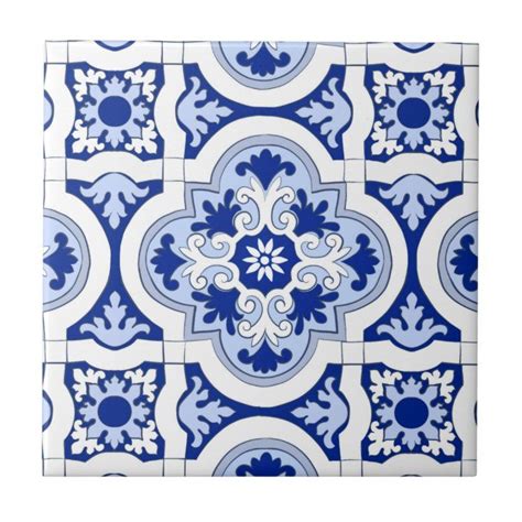 Italian Tiles Majolica Blue And White Pattern Ceramic Tile Zazzle