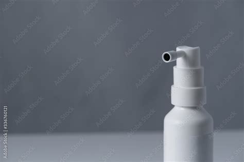 aerosol spray .Throat spray isolated on white, gra background. With ...