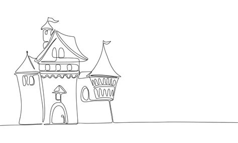 Castle head one line continuous vector illustraiton. Line art concept ...