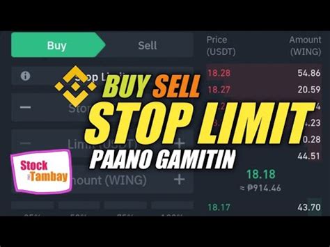 Stop Limit Order Paano Gamitin Buy Sell Binance Youtube