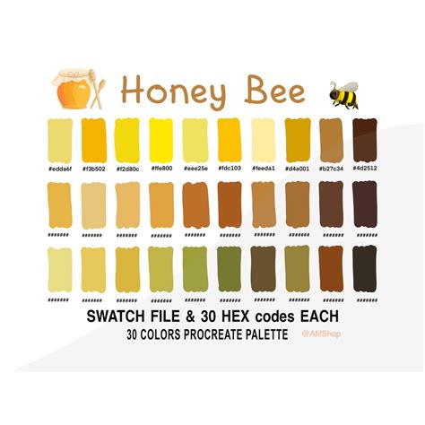 Honey Bee Color, Color Palette, Honey Bee, Bee, Ipad, Procreate App, Swatches, Procreate Tools ...