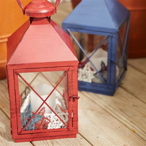 Bennett Medium Red Metal Lantern Lanterns Decor Fourth Of July Decor Metal Lanterns