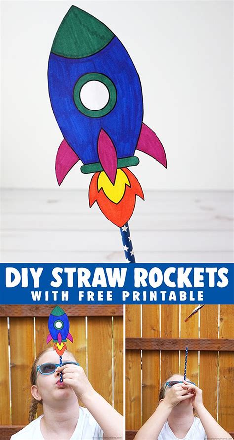 Diy Straw Rockets With Free Printable Diy Straw Rocket Craft Straw