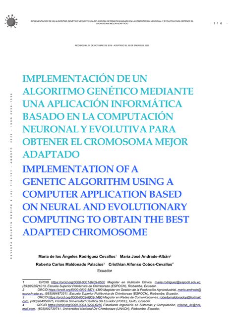 PDF Implementación de un algoritmo genético mediante una aplicación