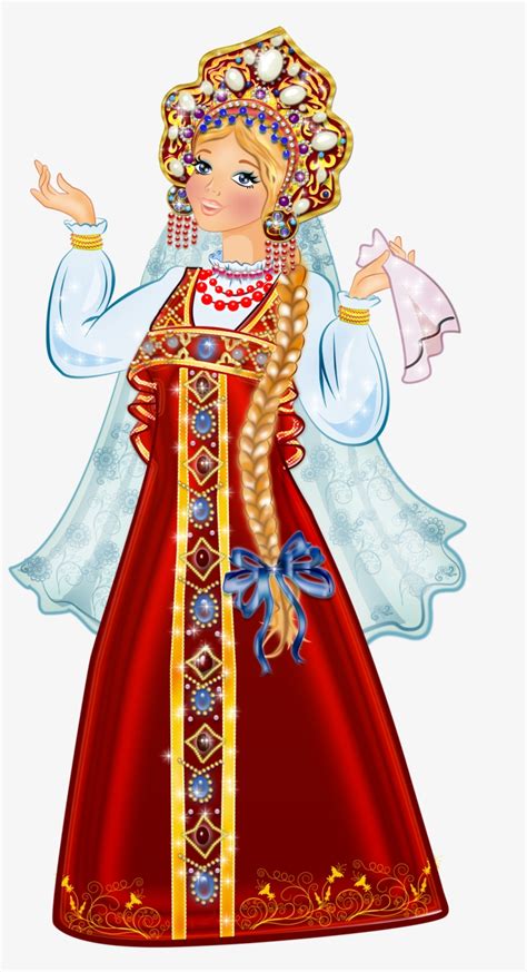 Russian Traditonal Clothing Русская Красавица Рисунок 1200x1983 Png