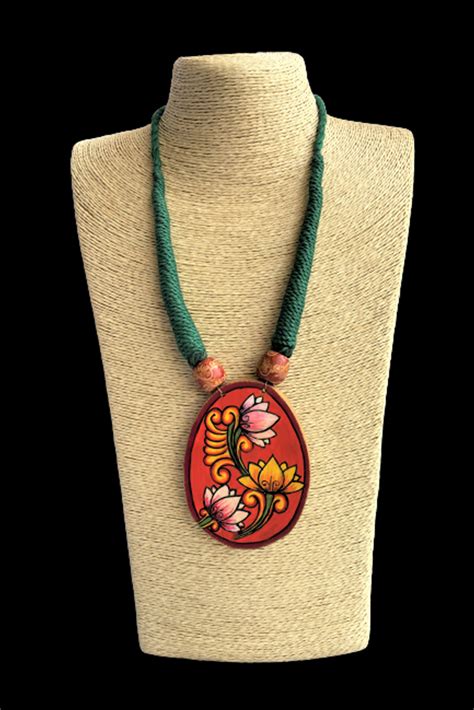 The Lotus Sutra Handpainted Wooden Necklace