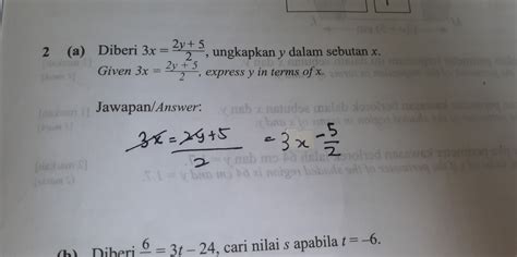 Solved A Diberi X Y Ungkapkan Y Dalam Sebutan X Algebra