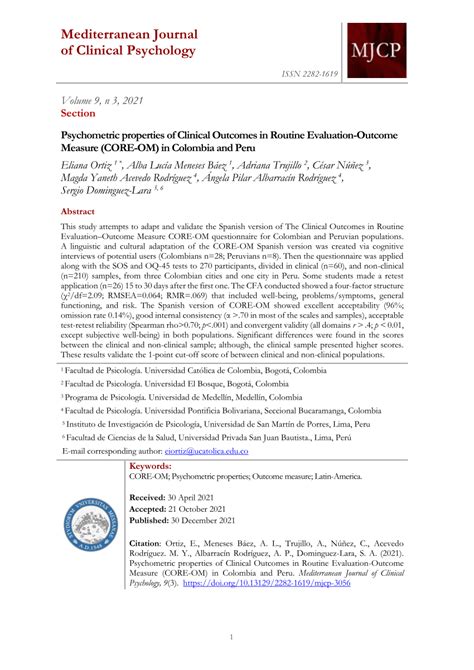 Pdf Psychometric Properties Of Clinical Outcomes In Routine