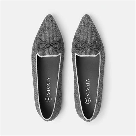 Eartha Pointy Flats In Rich Grey Sustainable And Washable Vivaia