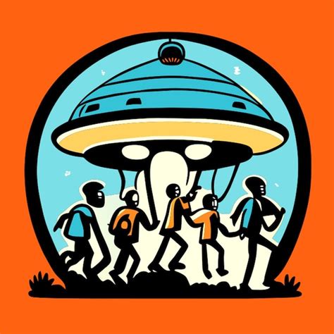 Premium Vector People Abducted By Aliens Vector Illustration Cartoon