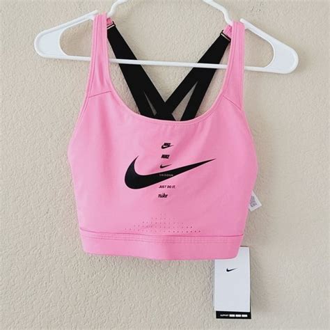 Nike Intimates And Sleepwear Nike Swoosh High Impact Pink Sports Bra Size Large Strappy Logo