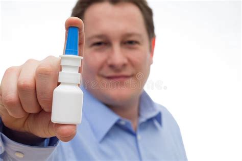 Senior Man Using Nasal Spray Stock Photo Image Of Home Adult 7769928