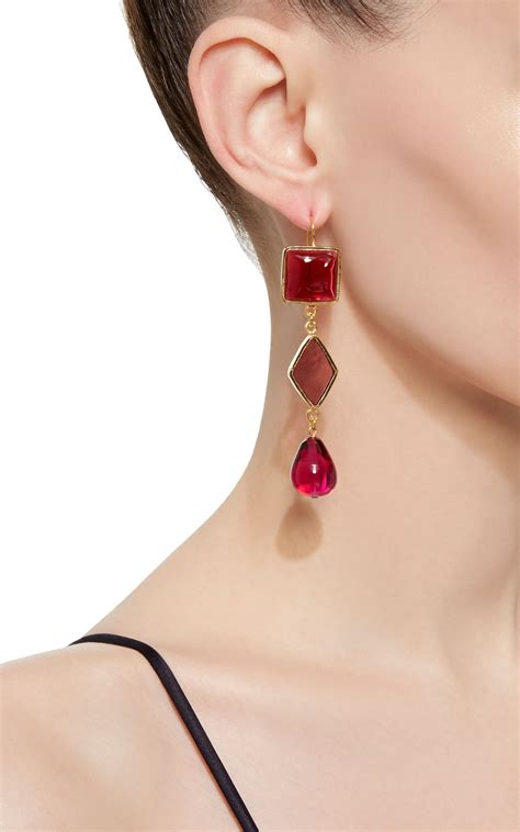 3 Color Diamond And Drop Earrings By Loulou De La Falaise Moda