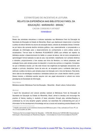 Estrategias De Incentivo A Leitura Furtado Pdf