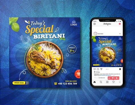 food restaurant social media post design  behance