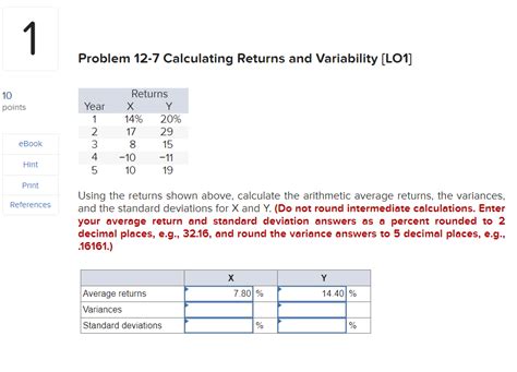 Solved Problem 12 7 Calculating Returns And Variability