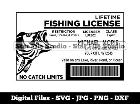 Fishing License Template Svg Fishermans License Svg Fishing Svg