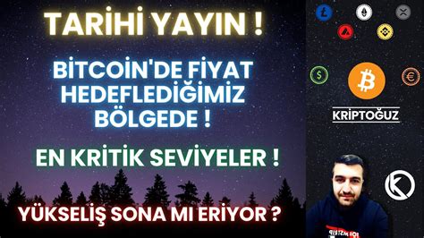 TARİHİ YAYIN BİTCOİN DE FİYAT HEDEFE GELDİ EN KRİTİK SEVİYELER