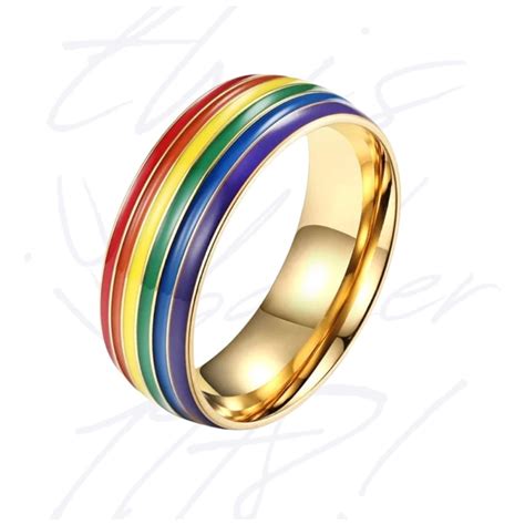 Anel Alianca Lgbt Orgulho Gay Dourado Base Aco Inoxidavel Shopee Brasil