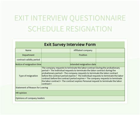 Exit Interview Questionnaire Form Excel Template And Google 44 OFF