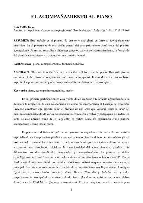 Pdf El Acompa Amiento Al Piano