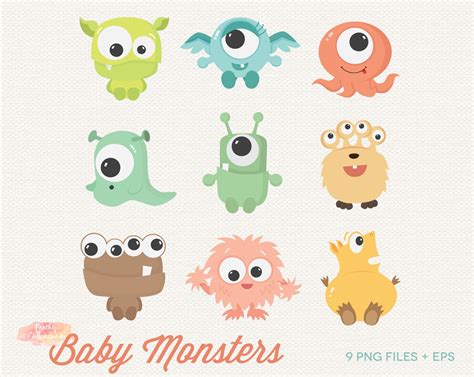 Cute Monster Clipart Monster Birthday Card Baby Monster ...