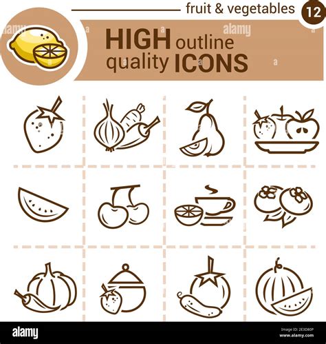 Black Icon Vector Fruit Vegetables Hi Res Stock Photography And Images