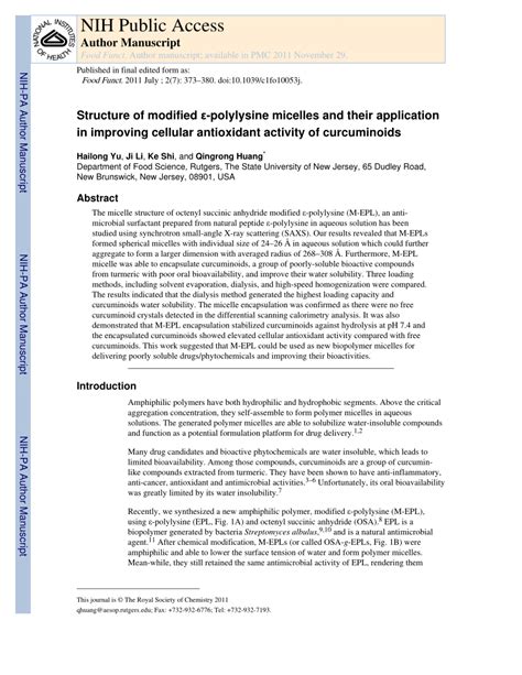 Pdf Structure Of Modified Polylysine Micelles And Their Application