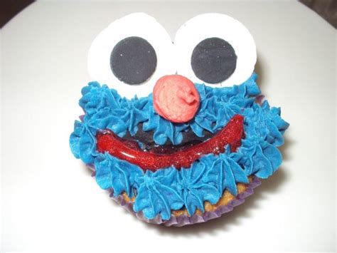 Chocolate Cake Cupcake Grover From Sesamestreet Frosted With ...