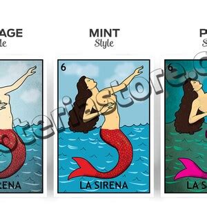 Canvas La Sirena Loteria Card Stretched and Ready for Hanging the ...